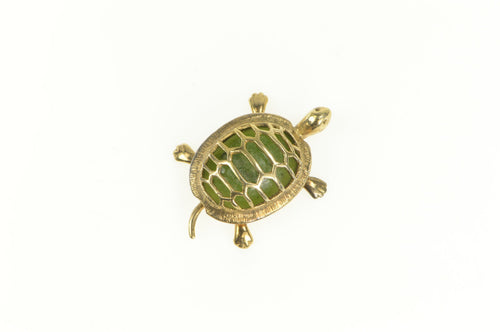 Sterling Silver 3D Turtle Nephrite Cabochon Inset Retro Pendant