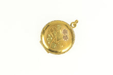 Load image into Gallery viewer, Gold Filled Ornate Floral Engraved Monogram Photo Locket Pendant
