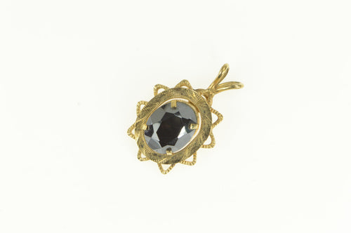 Gold Filled Retro Oval Hematite Sun Burst Statement Pendant