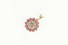 Load image into Gallery viewer, 10K Classic Ruby Diamond Halo Cluster Pendant Yellow Gold