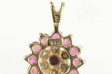 Load image into Gallery viewer, 10K Classic Ruby Diamond Halo Cluster Pendant Yellow Gold