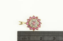 Load image into Gallery viewer, 10K Classic Ruby Diamond Halo Cluster Pendant Yellow Gold