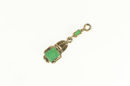 Gold Filled Victorian Emerald Cut Tiered Jade Statement Pendant