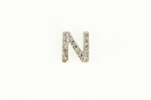 10K N Diamond Initial Letter Monogram Name Pendant White Gold