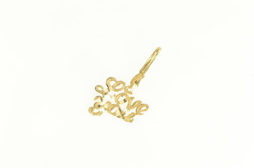 14K I Love You Cursive Word Cut Out Statement Pendant Yellow Gold