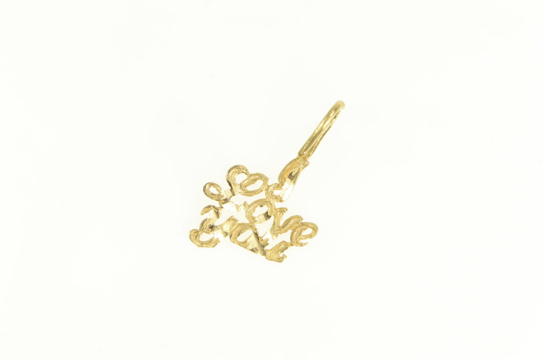 14K I Love You Cursive Word Cut Out Statement Pendant Yellow Gold