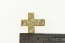 Load image into Gallery viewer, 14K 0.75 Ctw Diamond Flush Inset Squared Cross Pendant Yellow Gold