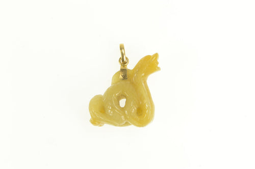 18K Victorian Elaborate Carved Snake Serpent Pendant Yellow Gold
