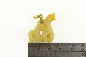 18K Victorian Elaborate Carved Snake Serpent Pendant Yellow Gold