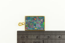 Load image into Gallery viewer, 14K Squared Black Opal Mosaic Inlay Statement Pendant Yellow Gold