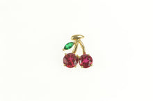 Load image into Gallery viewer, 10K Cherries Syn. Ruby &amp; Emerald Cluster Cute Charm/Pendant Yellow Gold