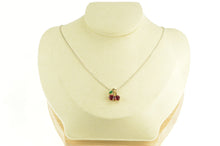 Load image into Gallery viewer, 10K Cherries Syn. Ruby &amp; Emerald Cluster Cute Charm/Pendant Yellow Gold