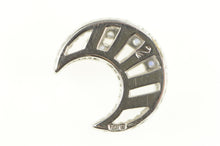 Load image into Gallery viewer, 18K Sapphire Inset Crescent Moon Statement Pendant White Gold