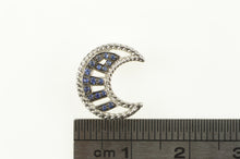 Load image into Gallery viewer, 18K Sapphire Inset Crescent Moon Statement Pendant White Gold
