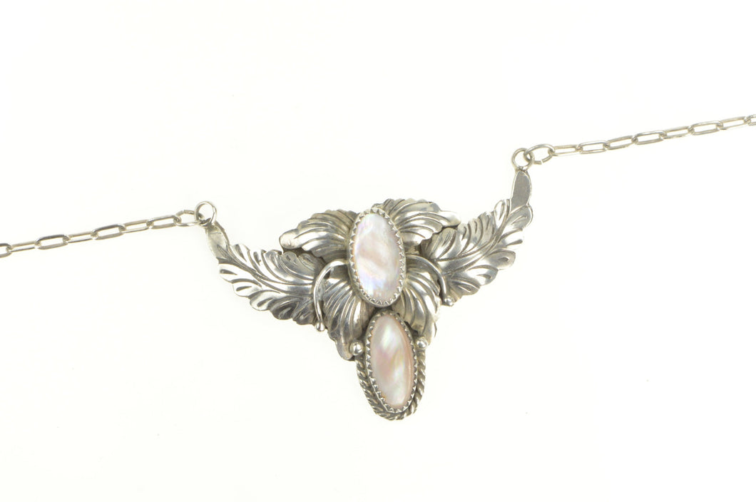 Sterling Silver Henry Yazzie Mother of Pearl Native American Necklace 19.75