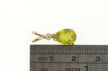 Load image into Gallery viewer, 14K Peridot Pear Diamond Accent Statement Pendant Yellow Gold