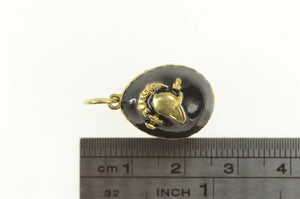 14K Black Enamel Russian Helmet Soldier Egg Charm/Pendant Yellow Gold