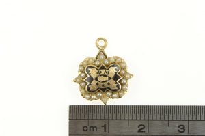 10K Phi Mu Enamel Fraternity Seed Pearl Charm/Pendant Yellow Gold