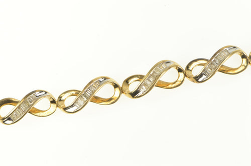 10K Baguette Diamond Wavy Curvy Link Tennis Bracelet 6.75