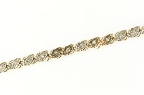 10K Diamond Classic Wavy Link Simple Tennis Bracelet 7.5