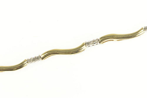 10K Classic Diamond Wavy Bar Link Tennis Bracelet 7