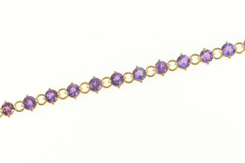 18K Amethyst Inset Classic Statement Chain Bracelet 6.75