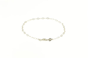10K Retro Paperclip Chain Simple Link Bracelet 6.75" White Gold