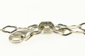 10K Retro Paperclip Chain Simple Link Bracelet 6.75" White Gold