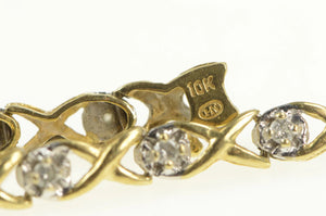 10K Classic Diamond Hugs & Kisses Tennis Bracelet 7" Yellow Gold