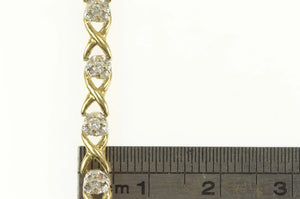 10K Classic Diamond Hugs & Kisses Tennis Bracelet 7" Yellow Gold