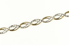Load image into Gallery viewer, 10K Two Tone Geometric Diamond Cut Link Chain Bracelet 7&quot; Yellow Gold