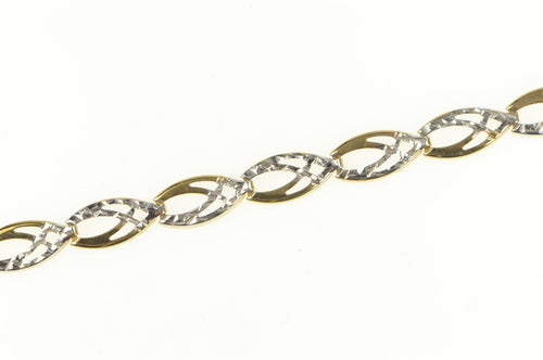 10K Two Tone Geometric Diamond Cut Link Chain Bracelet 7