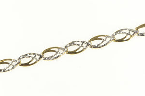 10K Two Tone Geometric Diamond Cut Link Chain Bracelet 7" Yellow Gold