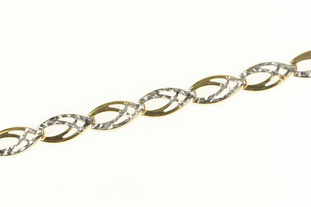 10K Two Tone Geometric Diamond Cut Link Chain Bracelet 7