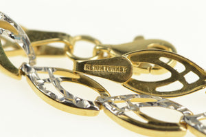 10K Two Tone Geometric Diamond Cut Link Chain Bracelet 7" Yellow Gold