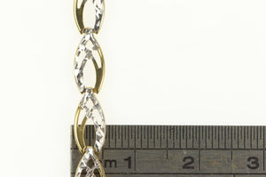 10K Two Tone Geometric Diamond Cut Link Chain Bracelet 7" Yellow Gold
