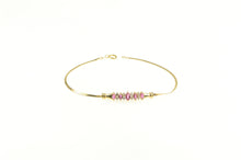 Load image into Gallery viewer, 14K Marquise Ruby Diamond Accent Square Chain Bracelet 7&quot; Yellow Gold