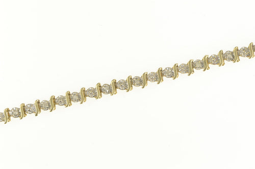 10K Classic Diamond Wavy Link Tennis Bracelet 7.5