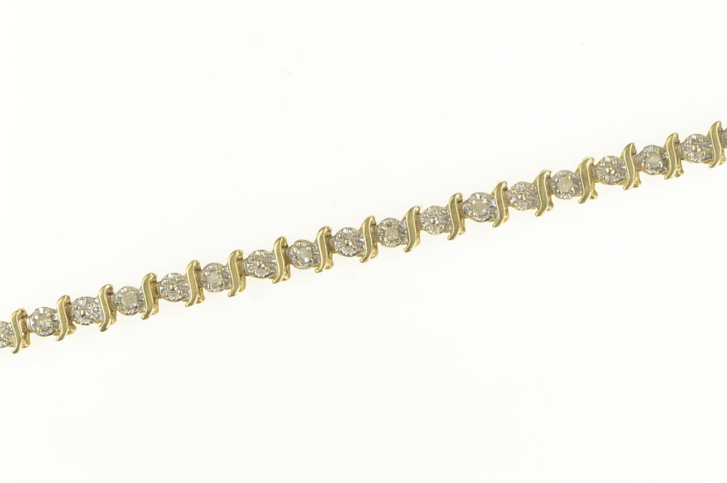 10K Classic Diamond Wavy Link Tennis Bracelet 7.5