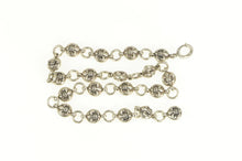 Load image into Gallery viewer, Sterling Silver Fleur De Lis Chain Link Ornate Anklet Bracelet 10.5&quot;