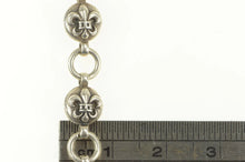 Load image into Gallery viewer, Sterling Silver Fleur De Lis Chain Link Ornate Anklet Bracelet 10.5&quot;