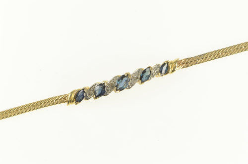 14K Marquise Sapphire Diamond Accent Chain Bracelet 6.75