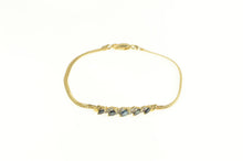 Load image into Gallery viewer, 14K Marquise Sapphire Diamond Accent Chain Bracelet 6.75&quot; Yellow Gold