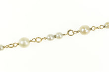 Load image into Gallery viewer, 14K Pearl Beaded Chain Link Classic Statement Bracelet 6.75&quot; Yellow Gold