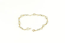 Load image into Gallery viewer, 14K Pearl Beaded Chain Link Classic Statement Bracelet 6.75&quot; Yellow Gold