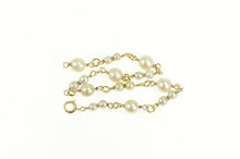 Load image into Gallery viewer, 14K Pearl Beaded Chain Link Classic Statement Bracelet 6.75&quot; Yellow Gold