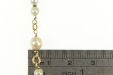 Load image into Gallery viewer, 14K Pearl Beaded Chain Link Classic Statement Bracelet 6.75&quot; Yellow Gold