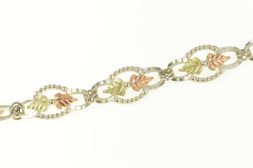 Sterling Silver 14k Gold Two Tone Black Hills Leaf Chain Bracelet 7