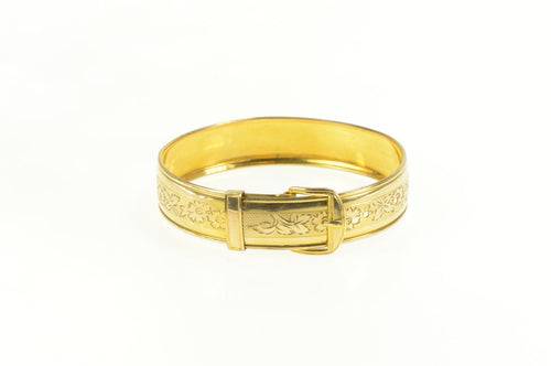 Gold Filled Retro Floral Engraved Buckle Belt Bangle Bracelet 7