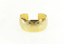 Load image into Gallery viewer, Gold Filled Ornate Incan Motif Graduated Tribal Cuff Bracelet 6.75&quot;